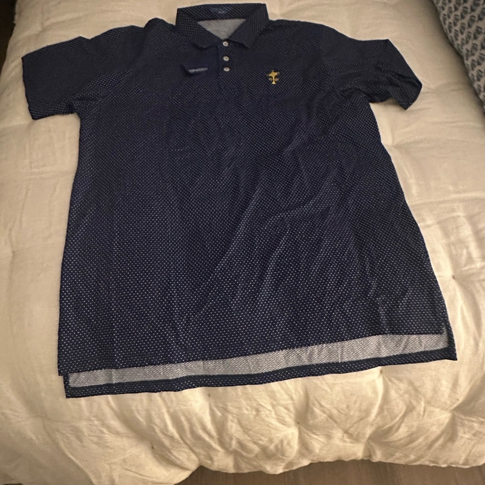 RYDER CUP Navy Blue Polo Shirt with Yellow Logo